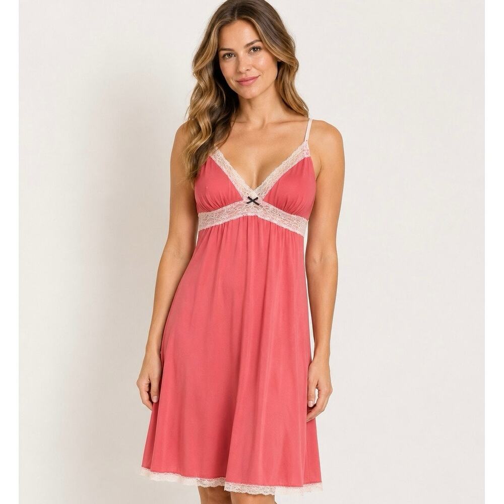 Victorias Secret Pink Lace Babydoll Gown Size M
